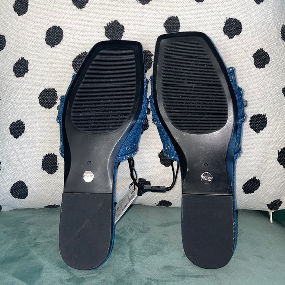 Zara denim stud slide sandals - Size 6.5 - 1603/210 - Picture 4 of 4